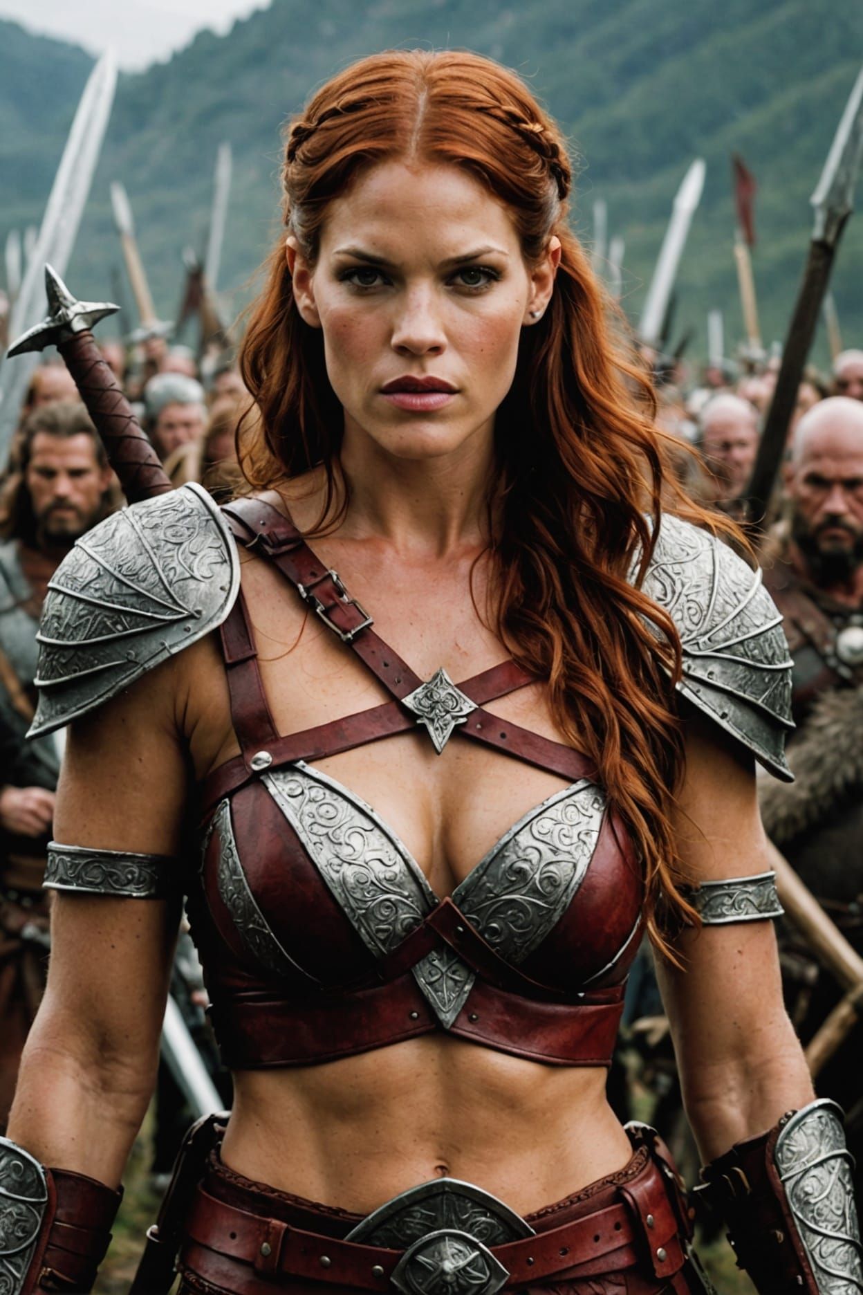 actress Amanda Righetti as barbarian warrior Red Sonja, athl...