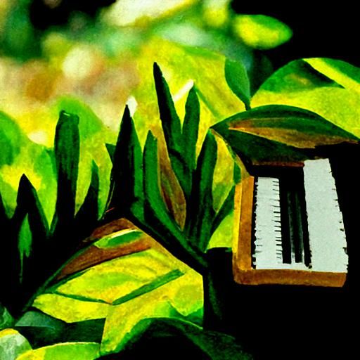 piano in the bushes