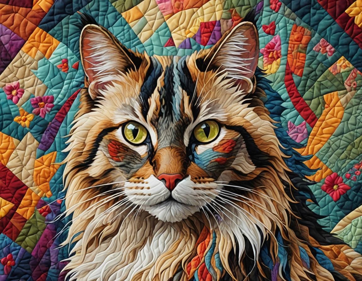 Quilted cat  by @Eva