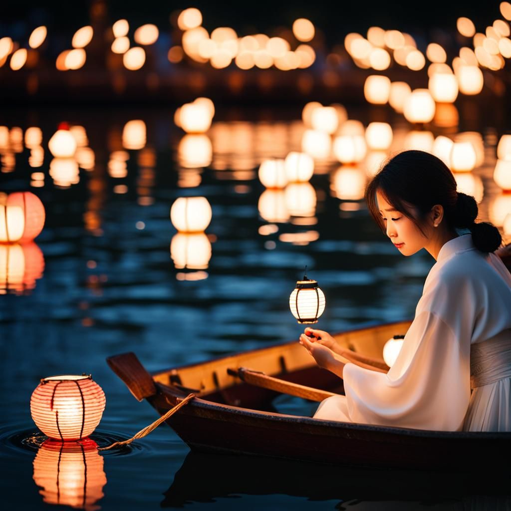 Toro nagashi, Japanese lantern festival - AI Generated Artwork ...