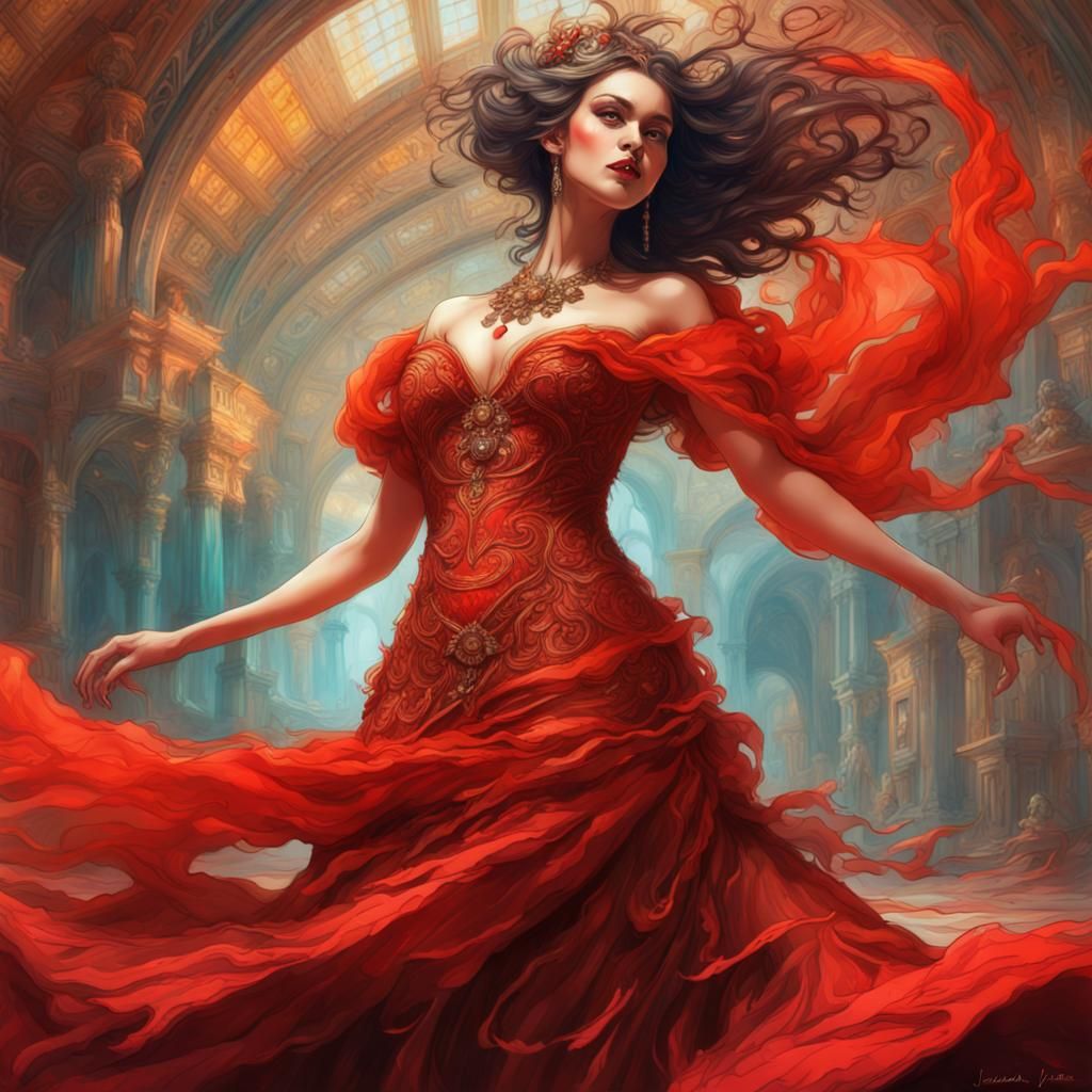The Belle of the Ball, in red