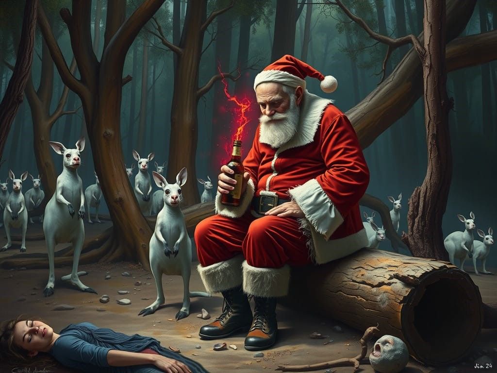 Evil Aussie Santa - "Don't blame my precious bottle! she drove me to it!!"