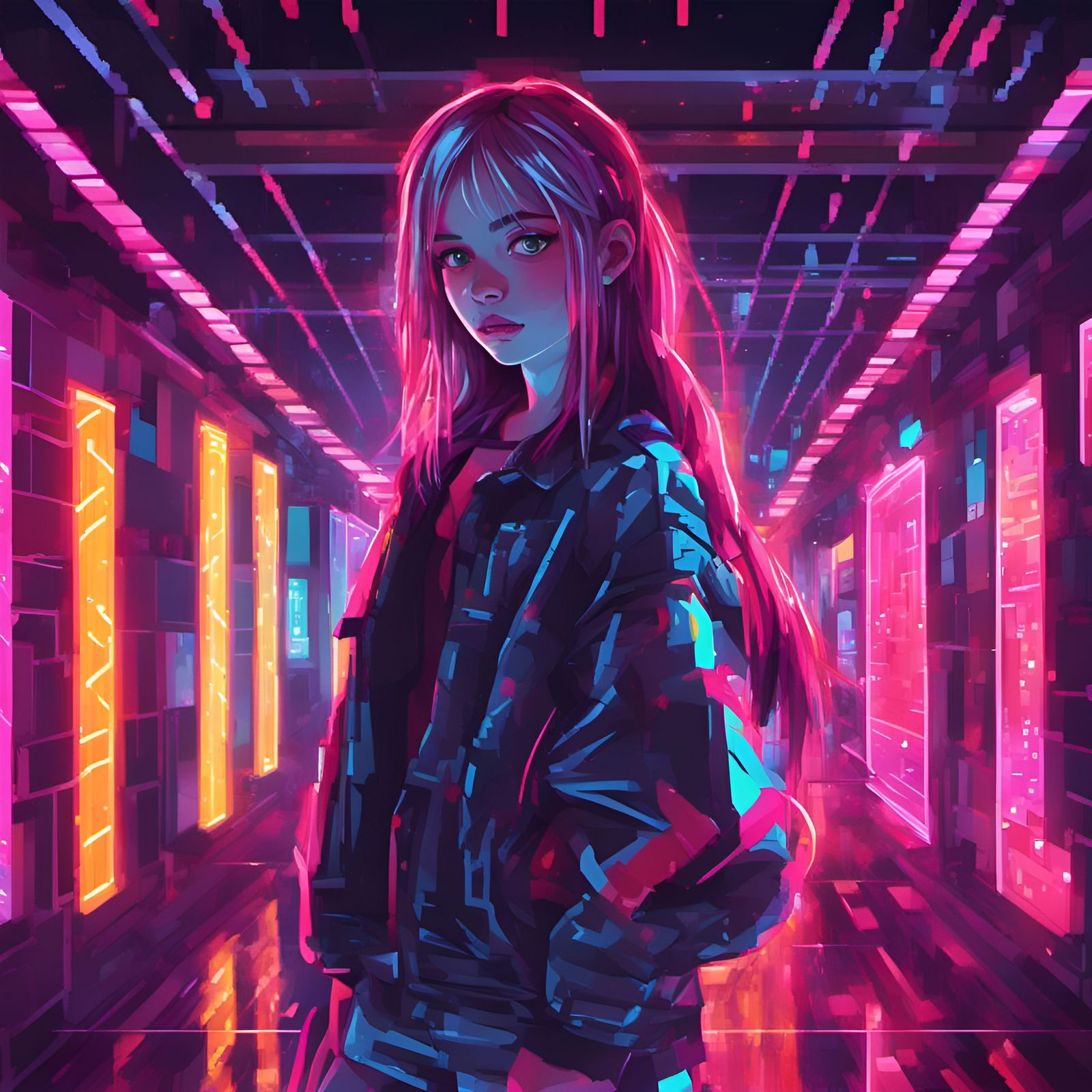 Girl in the neon light