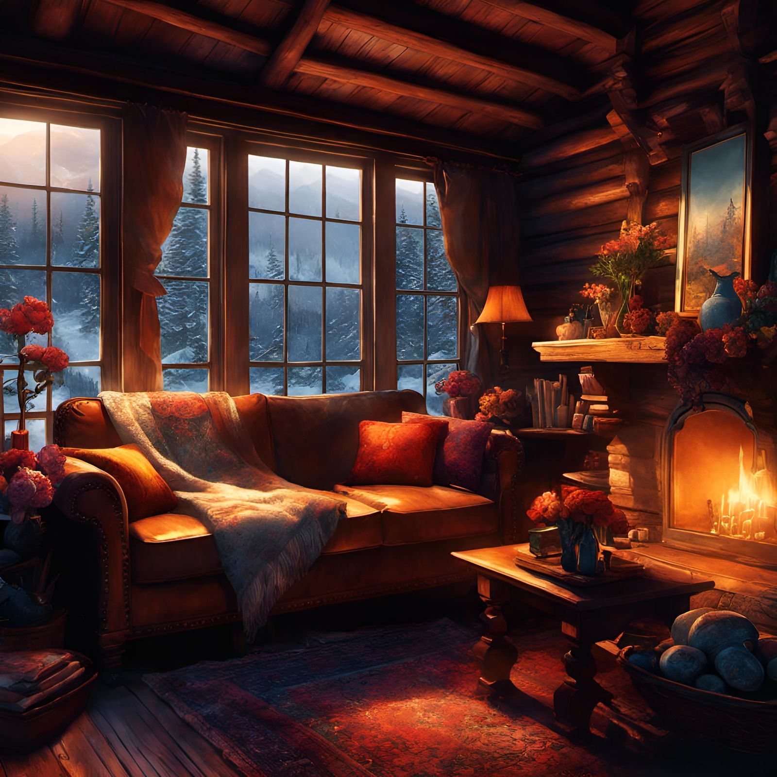 Cozy Cabin in the Woods - AI Generated Artwork - NightCafe Creator