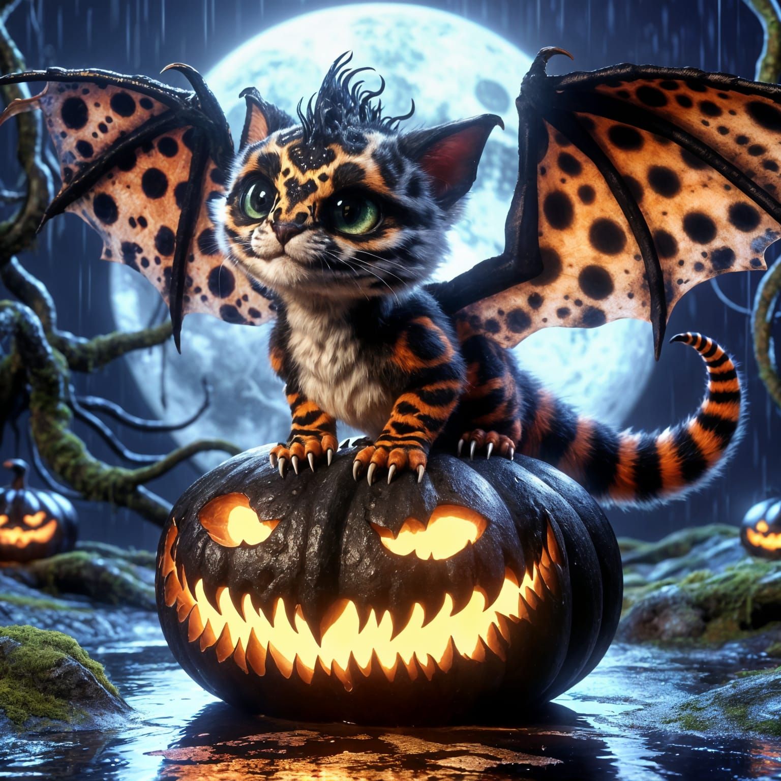 Dragon kitten  by @Tiny Pearl Cat