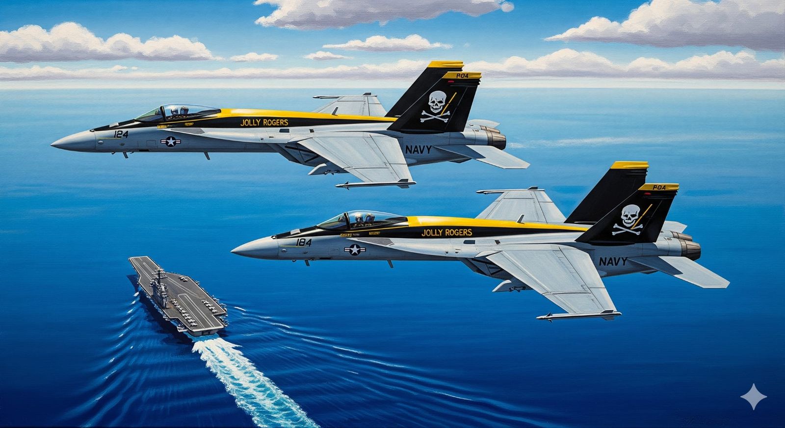 F/A-18E, Two-ship Element, Combat Air Patrol above Carrier, ...