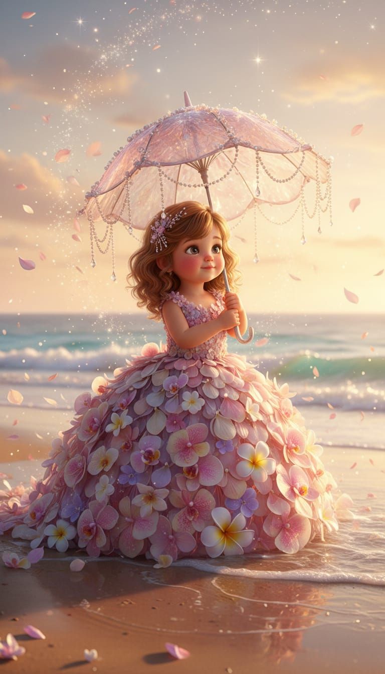 *A breathtaking 8K ultra-realistic 3D render of a beautiful toddler girl standing gracefully on a glowing ...  by @Rainbow Sprinklez