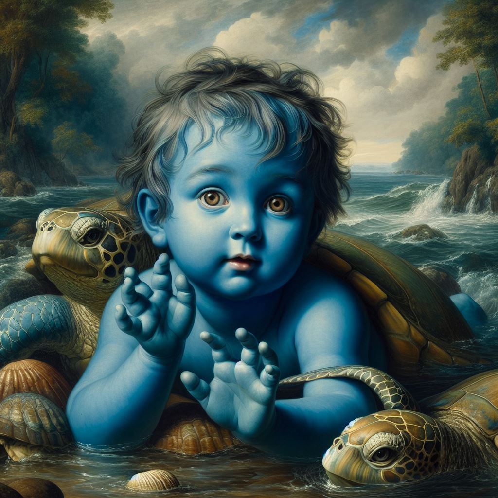 Merboy with his turtles