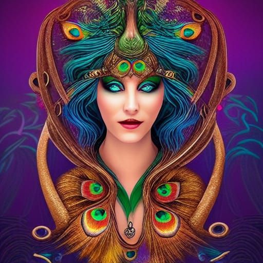 Elvish peacock goddess - AI Generated Artwork - NightCafe Creator