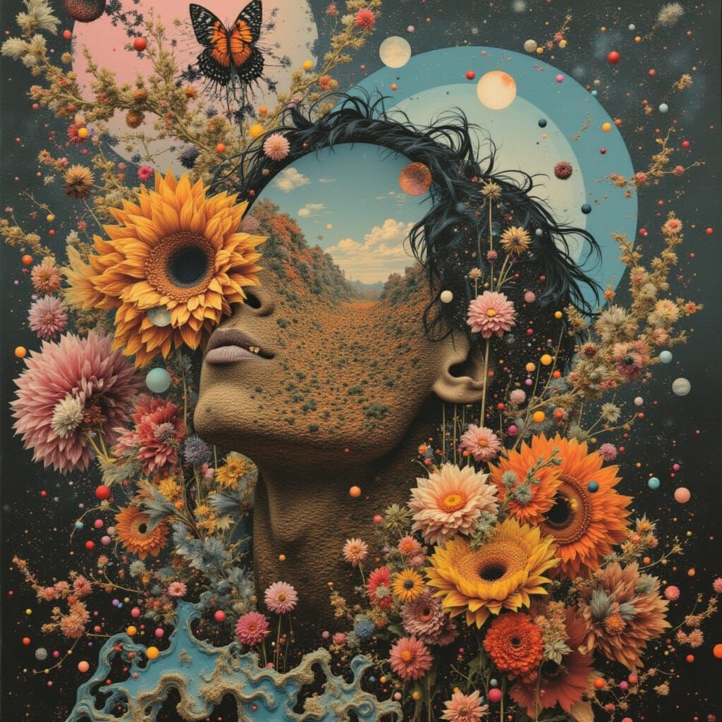 <lora:fractured souls:1.0> surreal collage glitch art. dawn