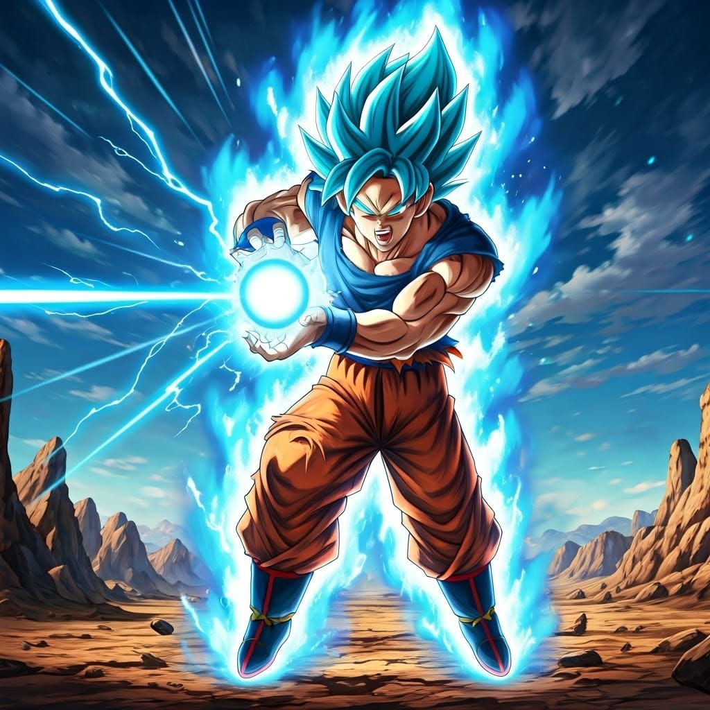 Limitless Power: Super Saiyan Blue Goku's Kamehameha  by @Daley H