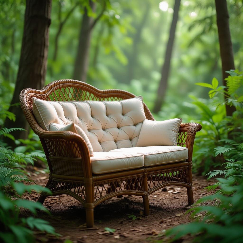 Wooden Rocking Chair in Empty Jungle Scene