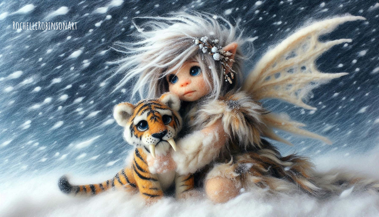 Neanderthal Fairy and Friend - Felt Art I