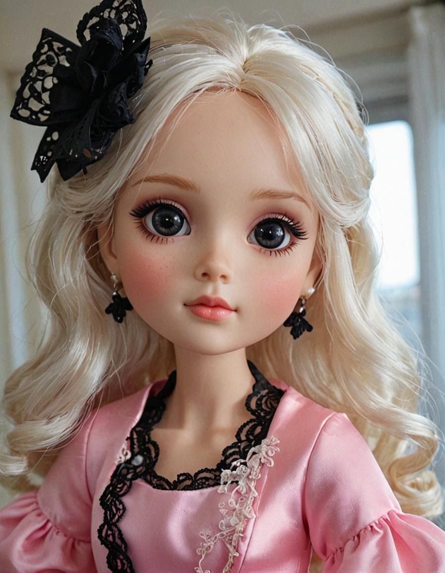 Pretty doll side view in Marina Bychova style with white hai...