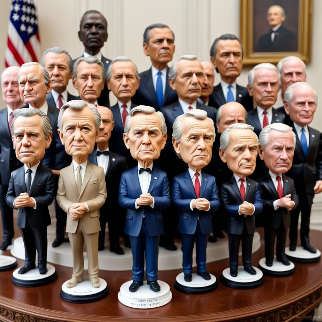 Creative Sculptures Depicting Famous US Presidents As Bobbleheads In A ...