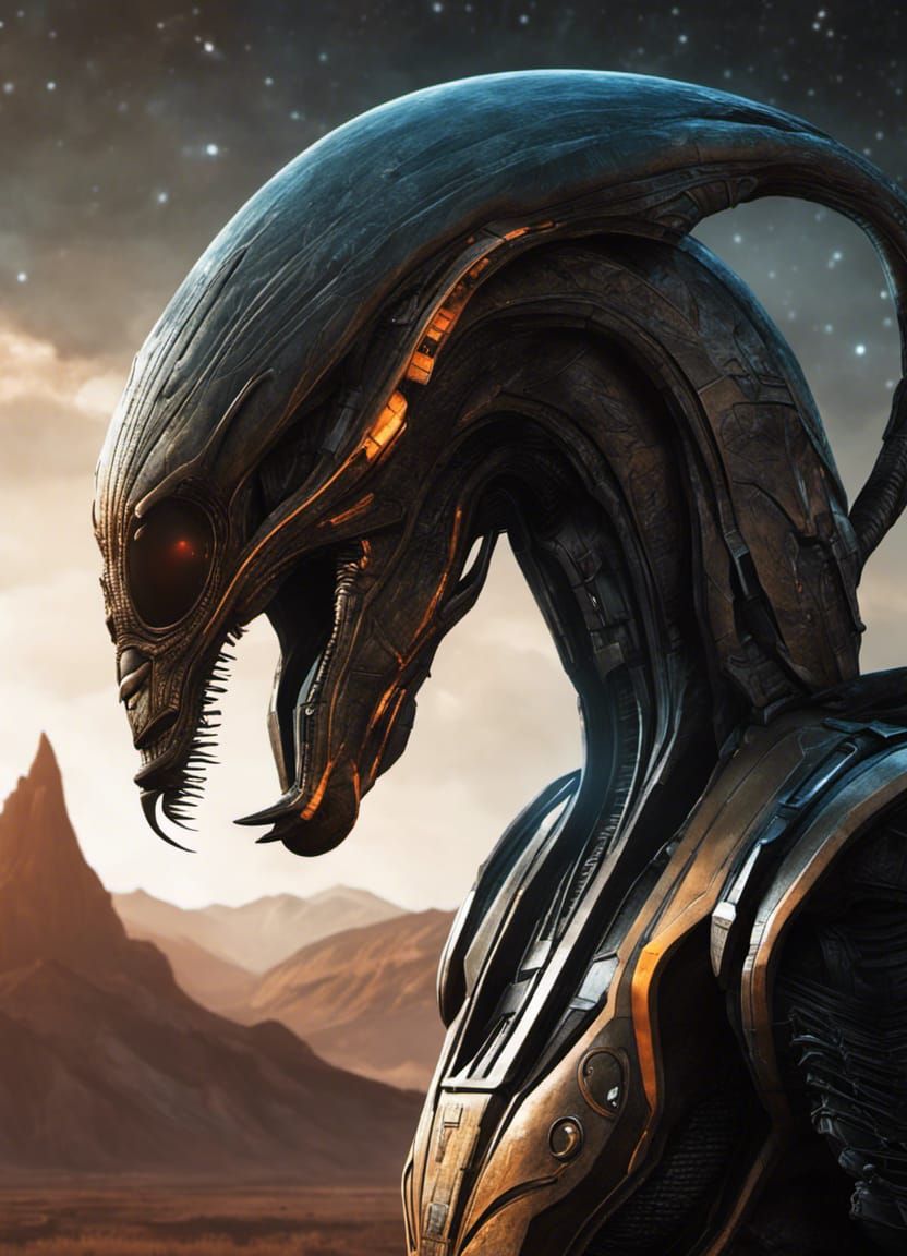 An alien space cryptid on Gliese  in the sci-fi style of Paul Dominique Phillipoteaux  by @Harry Mudd