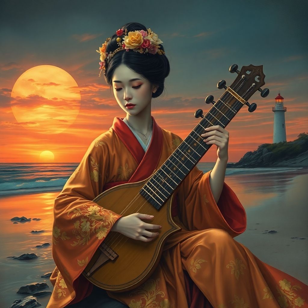 Geisha at beach