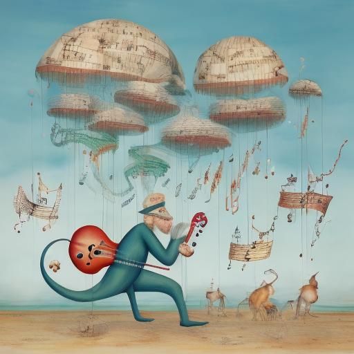  <lora:Musical-Flairs DSv8:1.0>Musical animals, elaborate musical notes float around