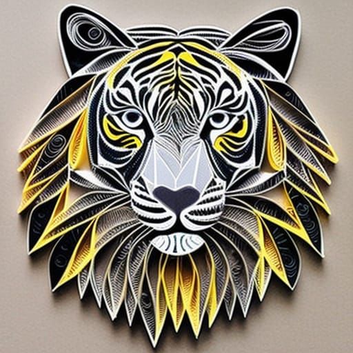Paper Quilled Tiger 3 AI Generated Artwork NightCafe Creator