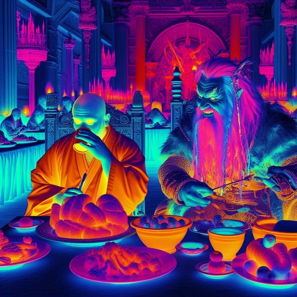 fast friends -- one who fasts and one whose food dissapears ...