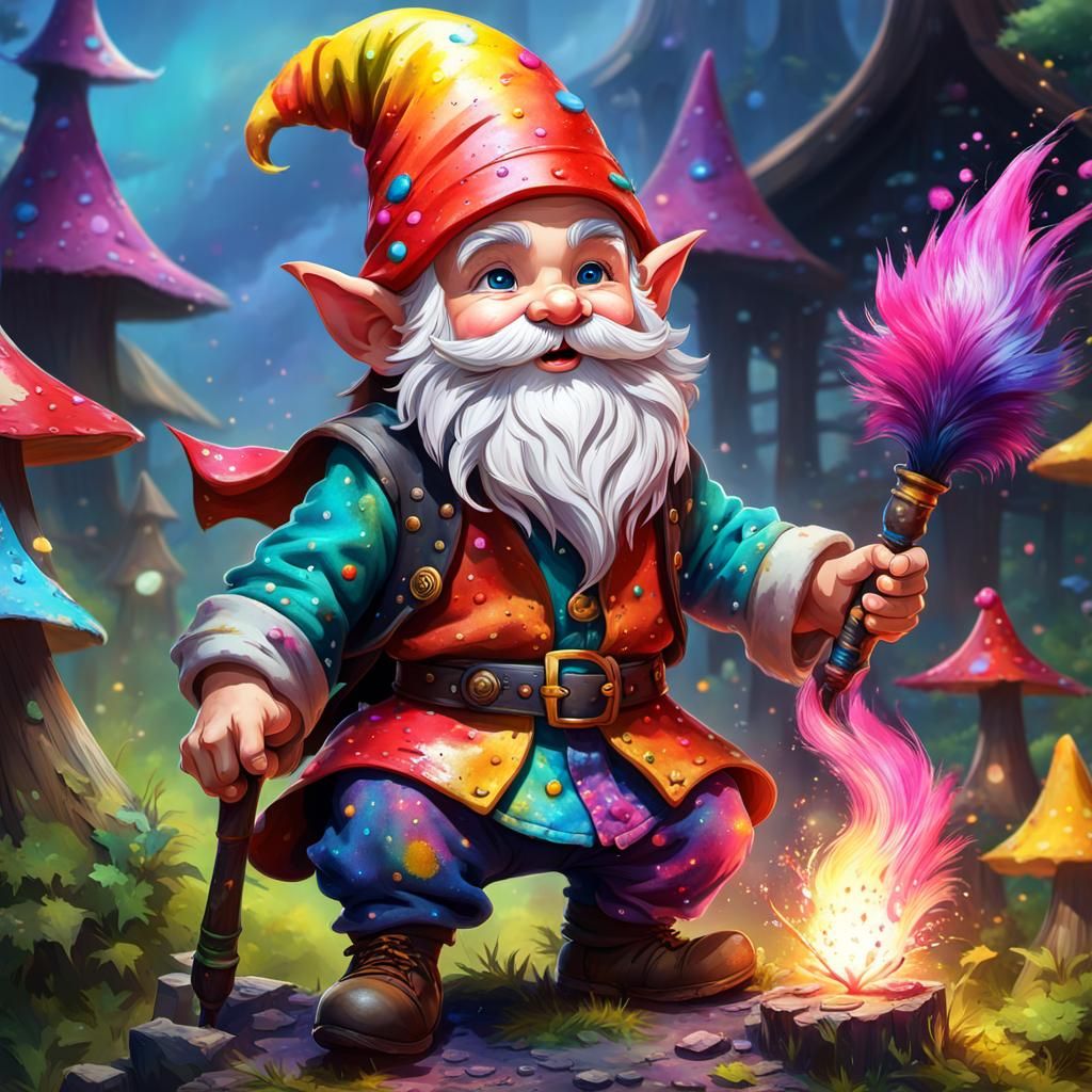 Whimsical gnome painter