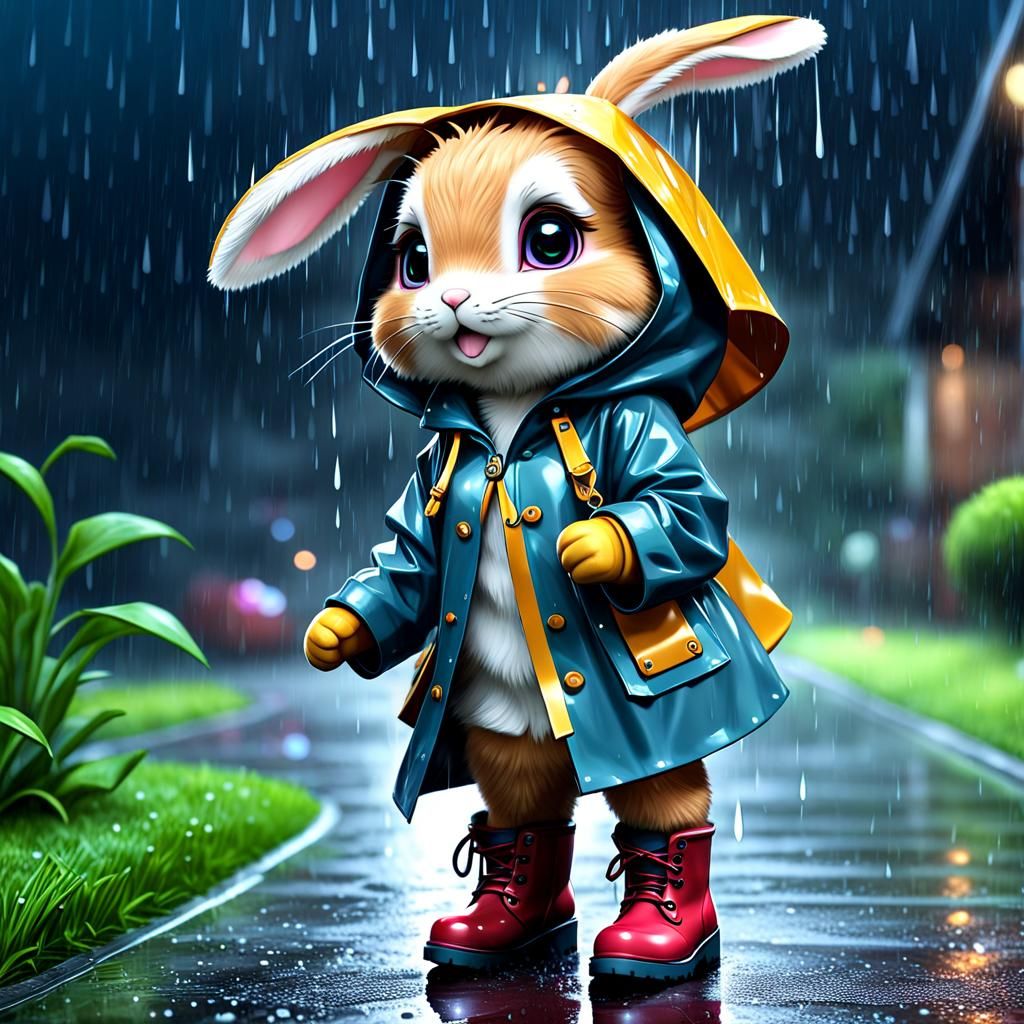 Bunny in the rain