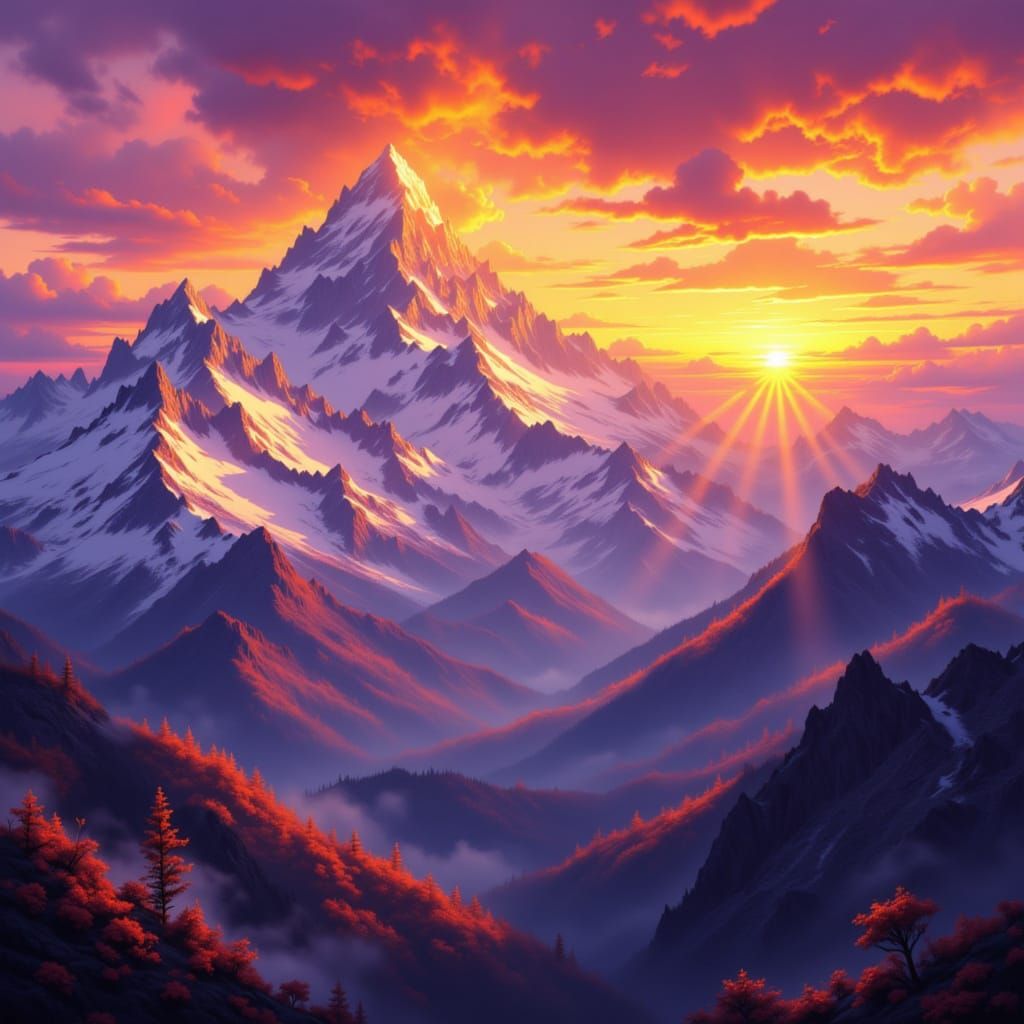 Mountain sunsets <lora:Mountain Sunsets:1.0>