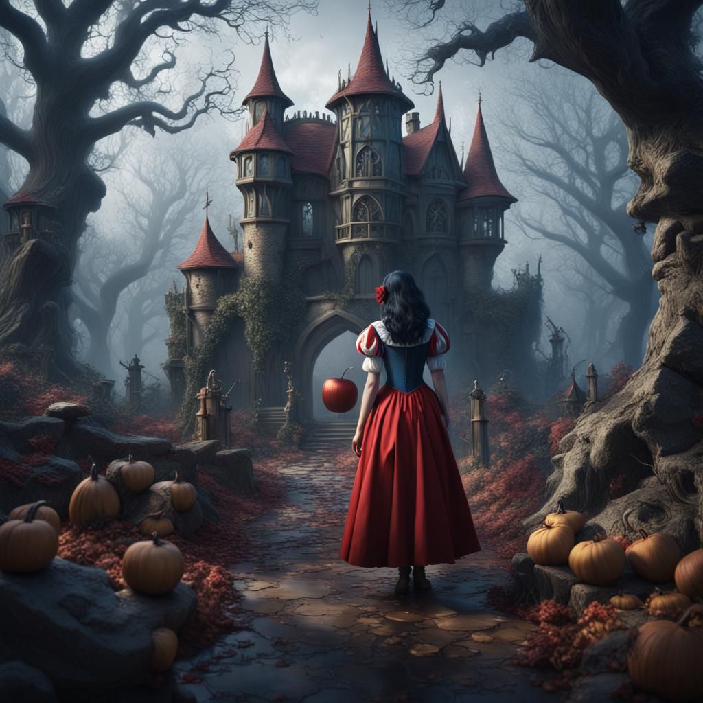 horror fairytale snow white girl and the witch - AI Generated Artwork ...