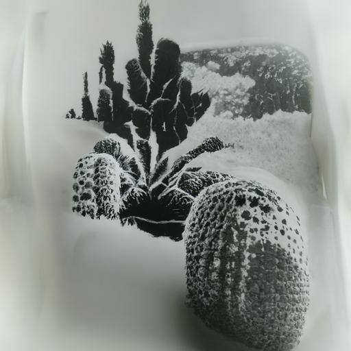 Monochrome print of a cactus