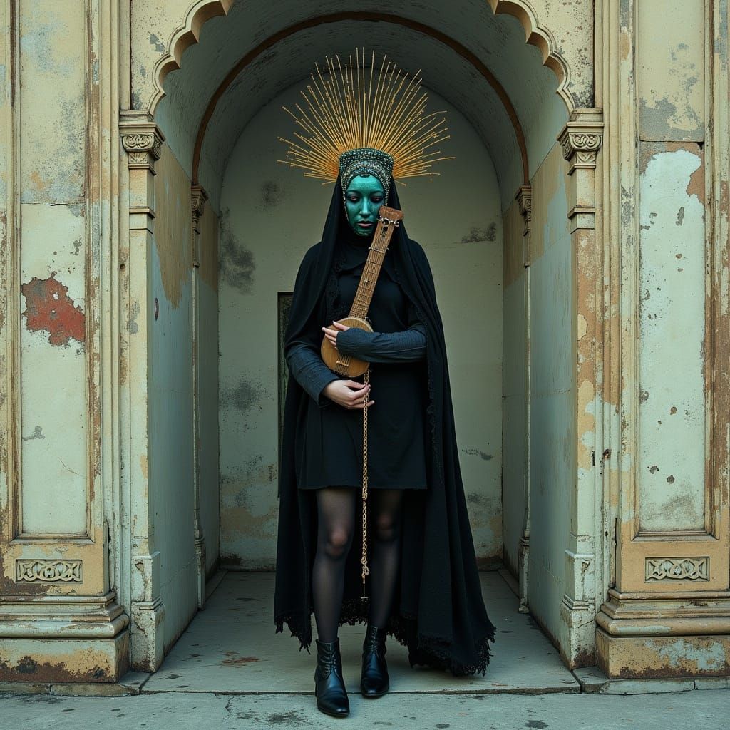 Cyberpunk Ochi Fey Queen Reigns in Taj Mahal's Arches