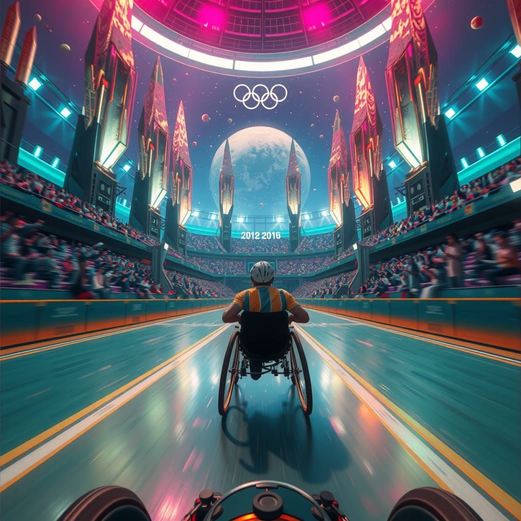First person view of a wheelchair Olympics race  by @Matt