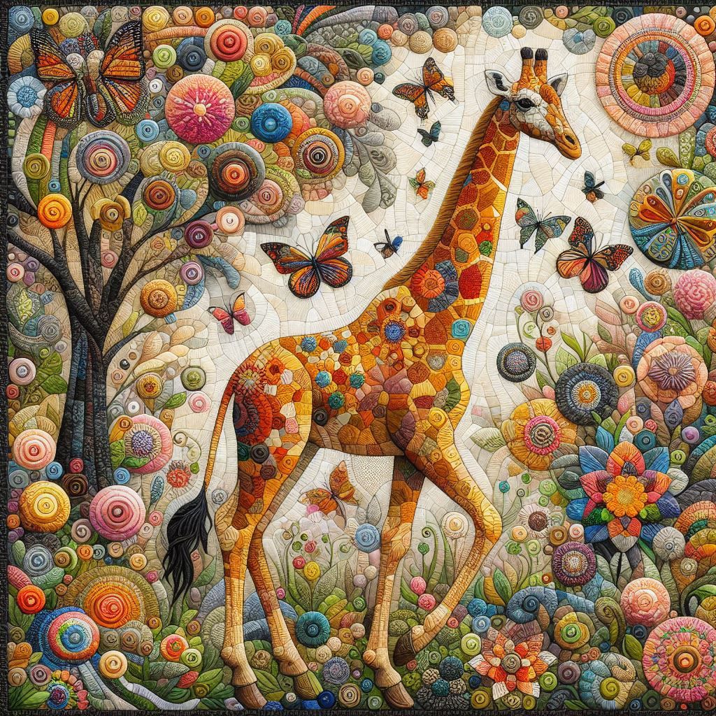 Giraffe quilt artwork - Kandinsky style