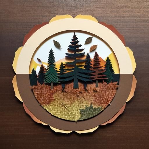Polaroid of autumn-inspired scenes using paper collage techn...