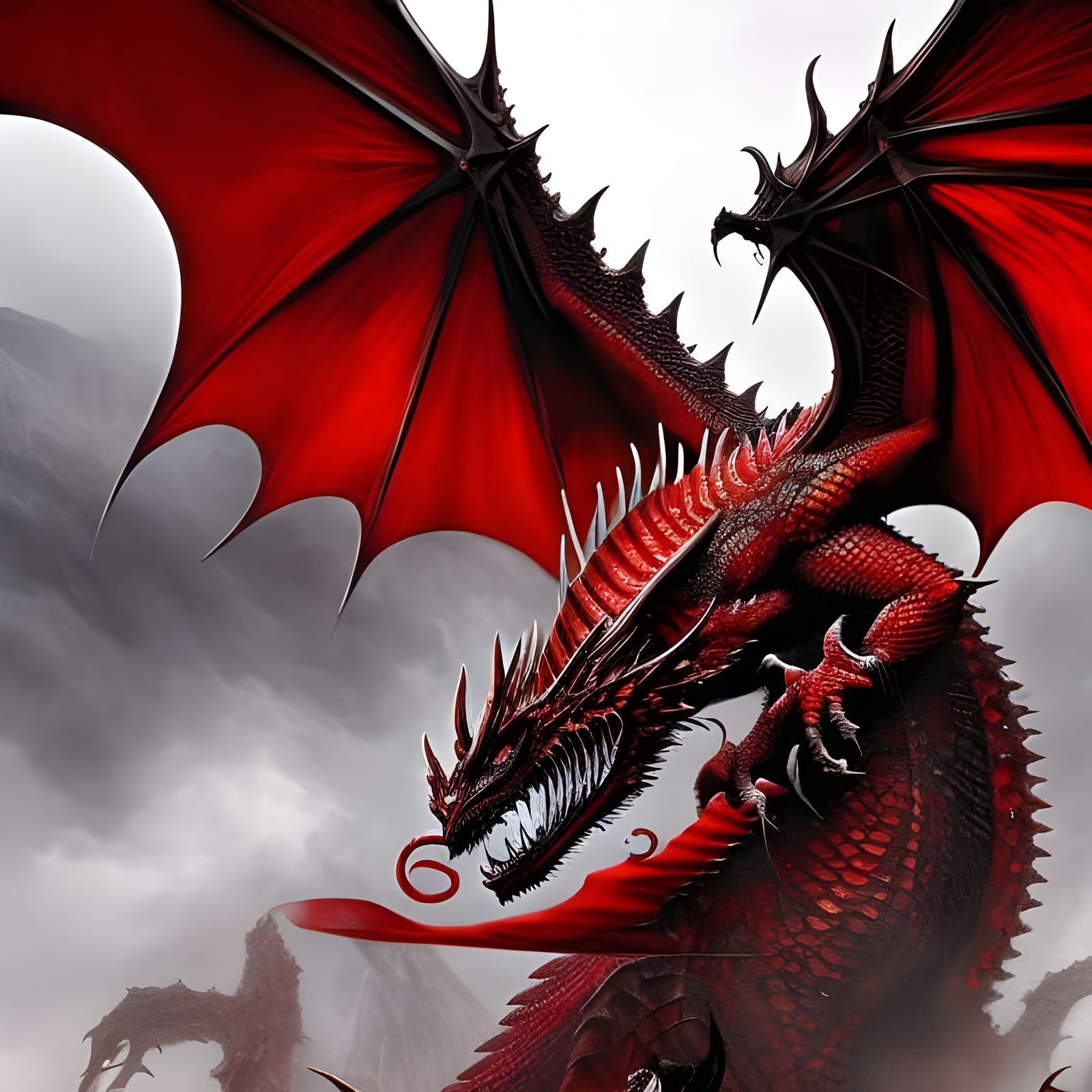 beautiful scary detailed red dragon - AI Generated Artwork - NightCafe ...