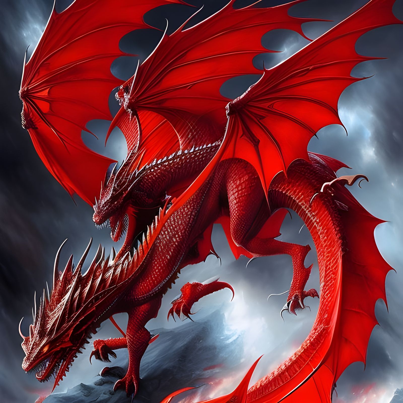 beautiful scary detailed red dragon - AI Generated Artwork - NightCafe ...