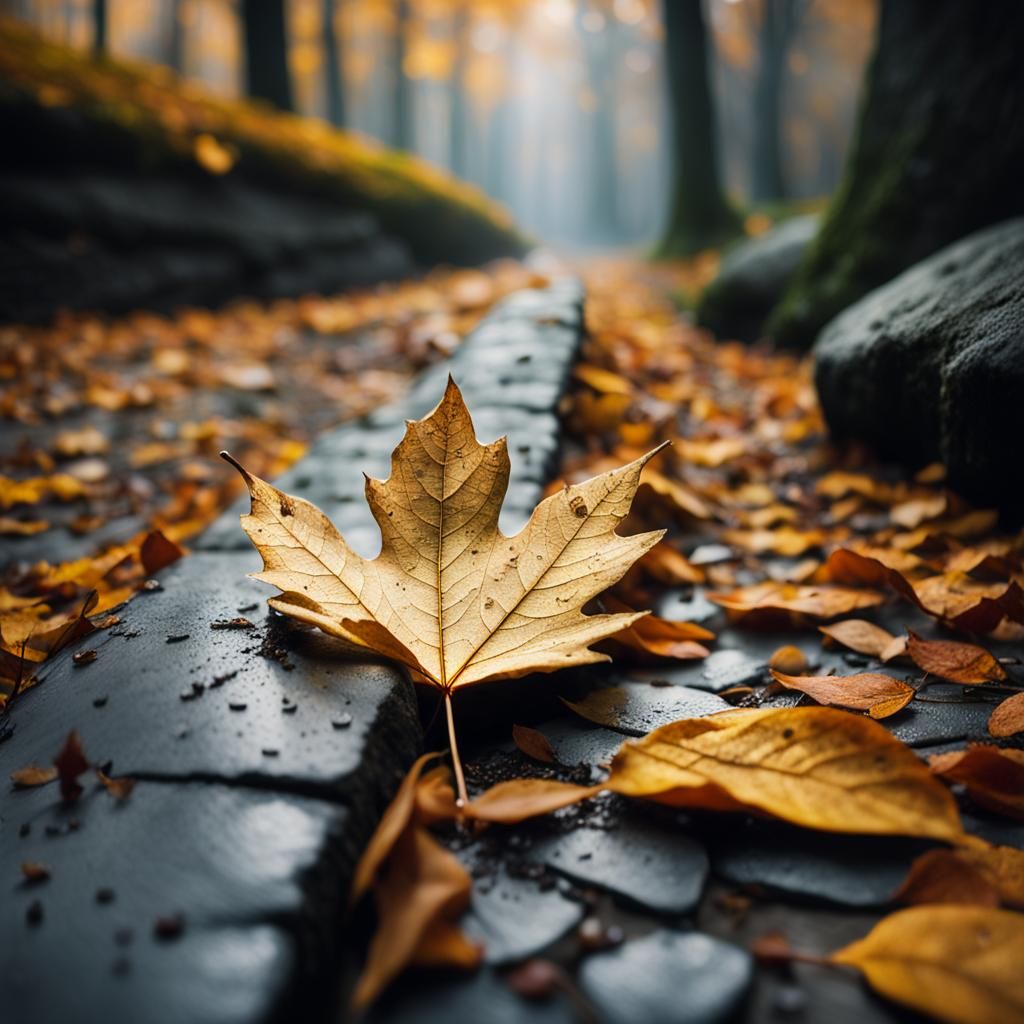 Golden Leaf Macro in Autumnal Light