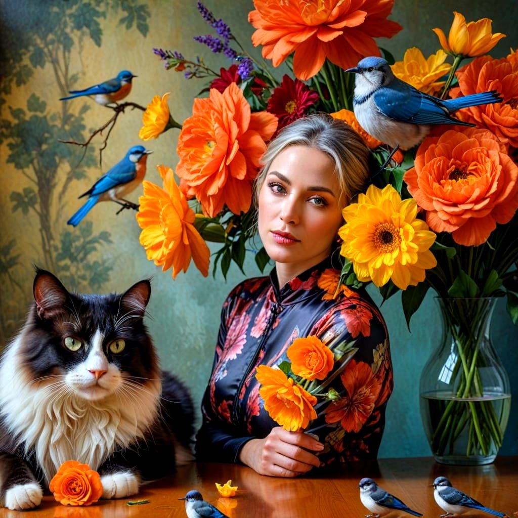 Elegant Lady Radiates Inner Peace in Hyperrealistic Portrait