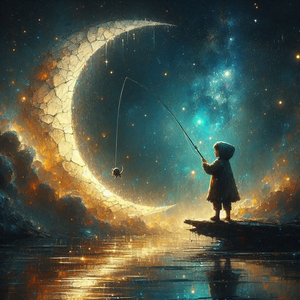 Fishing in crescent moon