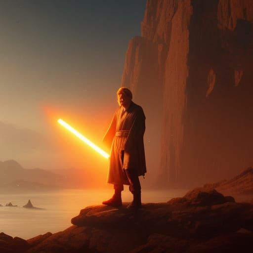 Luke Skywalker watching twin suns set - AI Generated Artwork ...