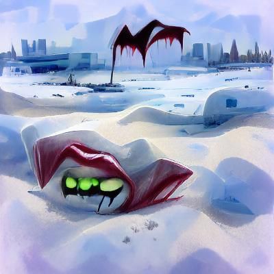 A vampire in a frozen wasteland.