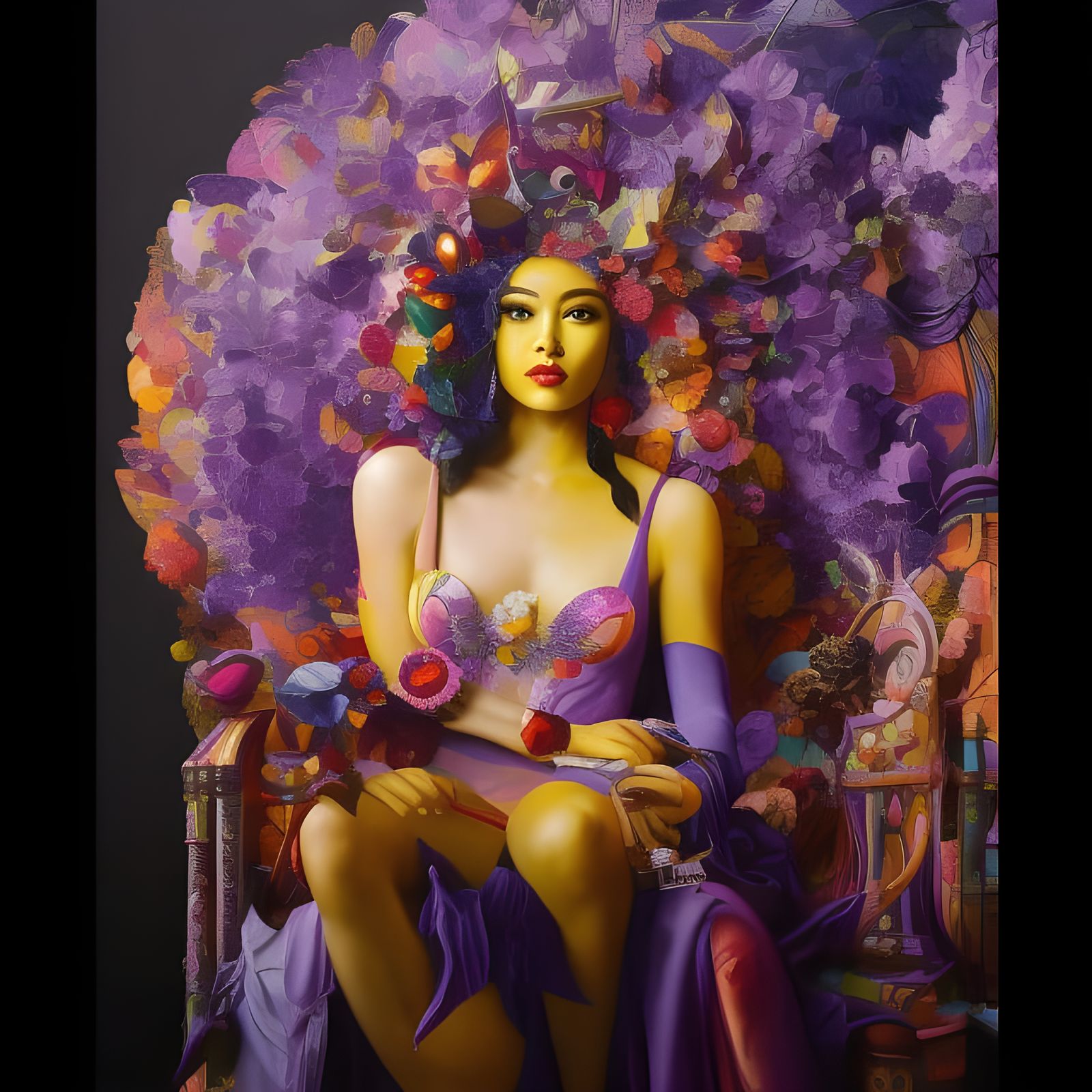 Purple seated