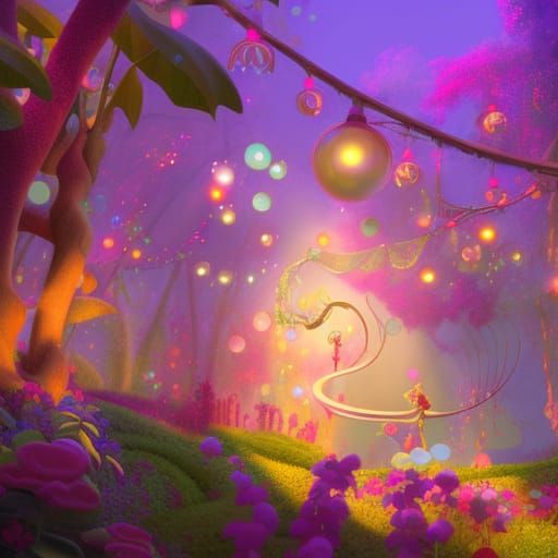 Whimsical Fairy Wonderland, amazingly hyperdetailed, Pixar, ...