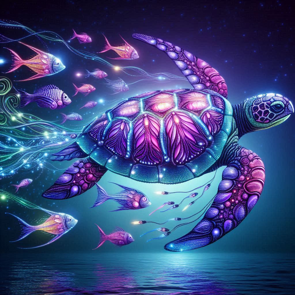 turtle made of light