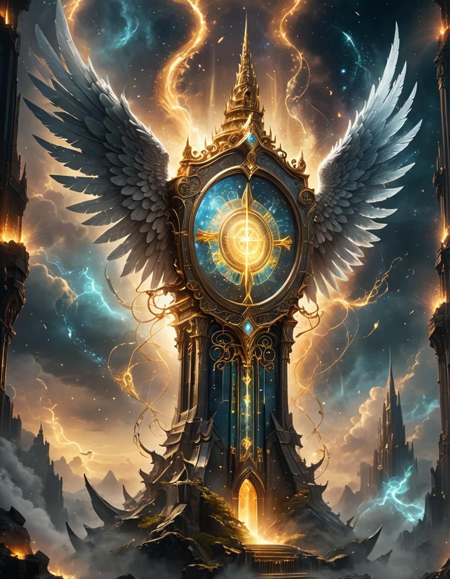 a mystic ancient angelic tower-shield - AI Generated Artwork ...