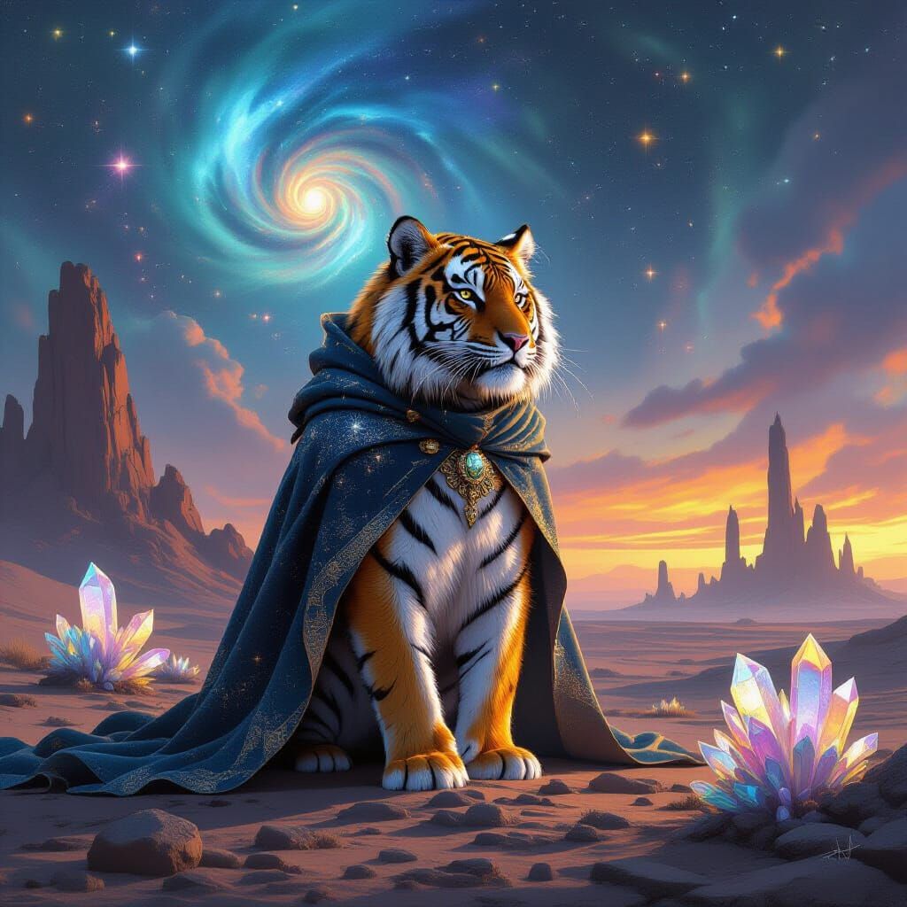 Stardust Tiger on Alien Planet in Digital Art