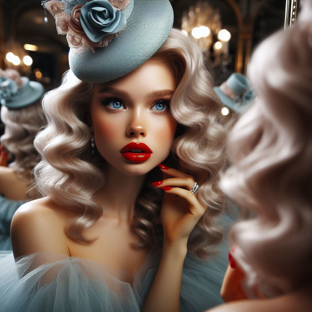 April trying on fascinator