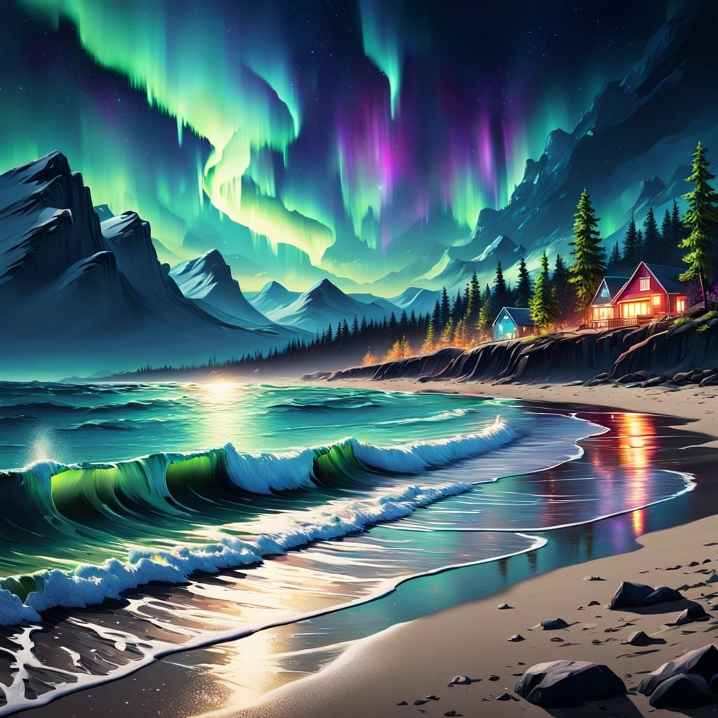 Northern sea lights  by @Accidentalrage