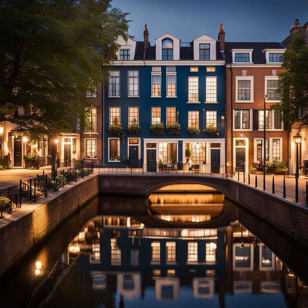 Canalside Townhouse AI Generated Artwork NightCafe Creator