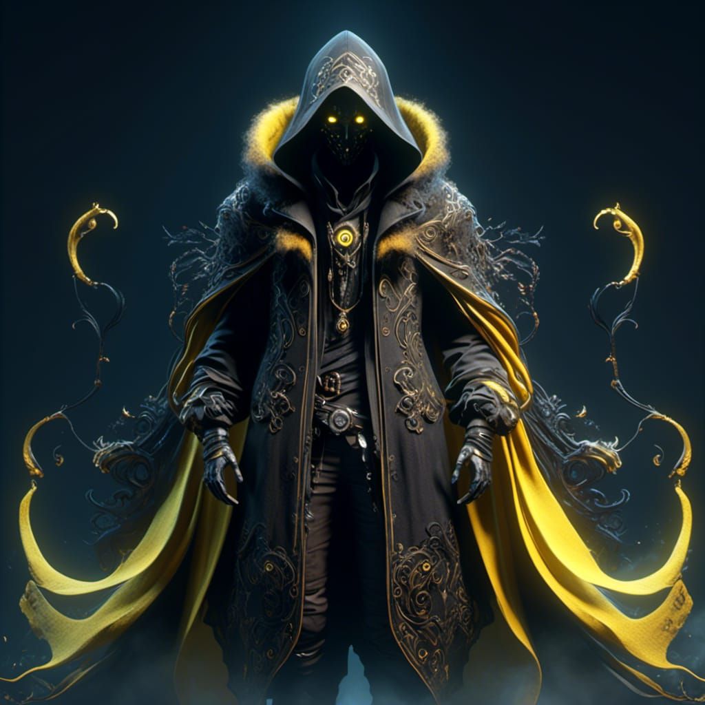 <lora:WickedlyMMO:1.0> epic 3D Game Character, the wanderer, a mysterious figure dressed all in black, wearing a roughspun hooded cloak with...