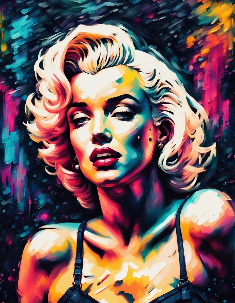 Illustration Marilyn impasto oil painting